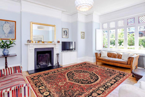 handmade Traditional Kafkaz Rust Blue Hand Knotted RECTANGLE 100% WOOL area rug 9' x 12'