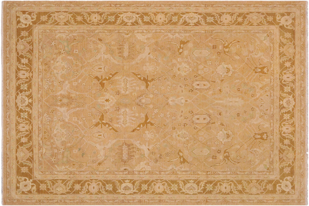 handmade Traditional Kafkaz Tan Gold Hand Knotted RECTANGLE 100% WOOL area rug 9x12