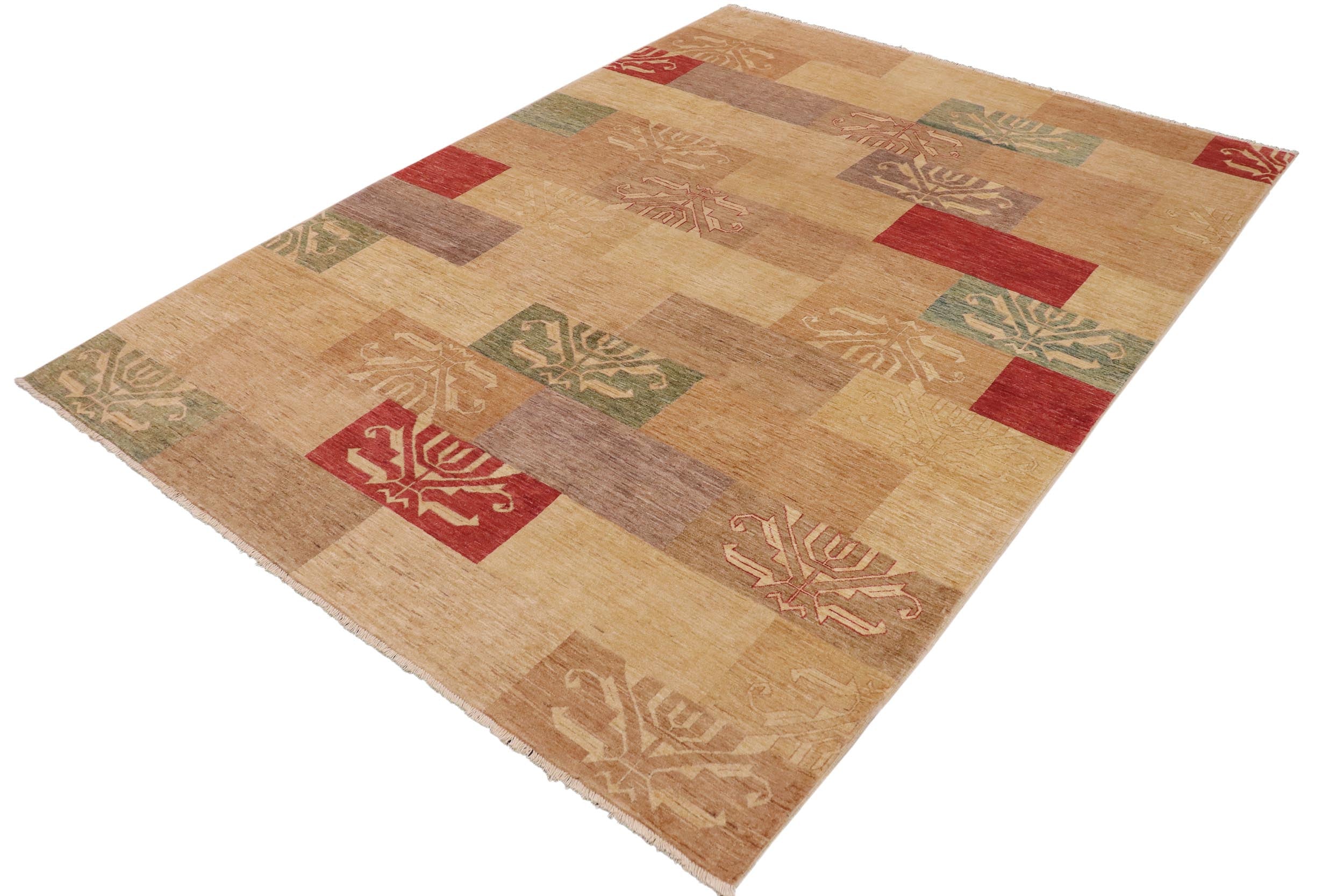 handmade Modern Gabbeh Beige Tan Hand Knotted RECTANGLE 100% WOOL area rug 9' x 12'