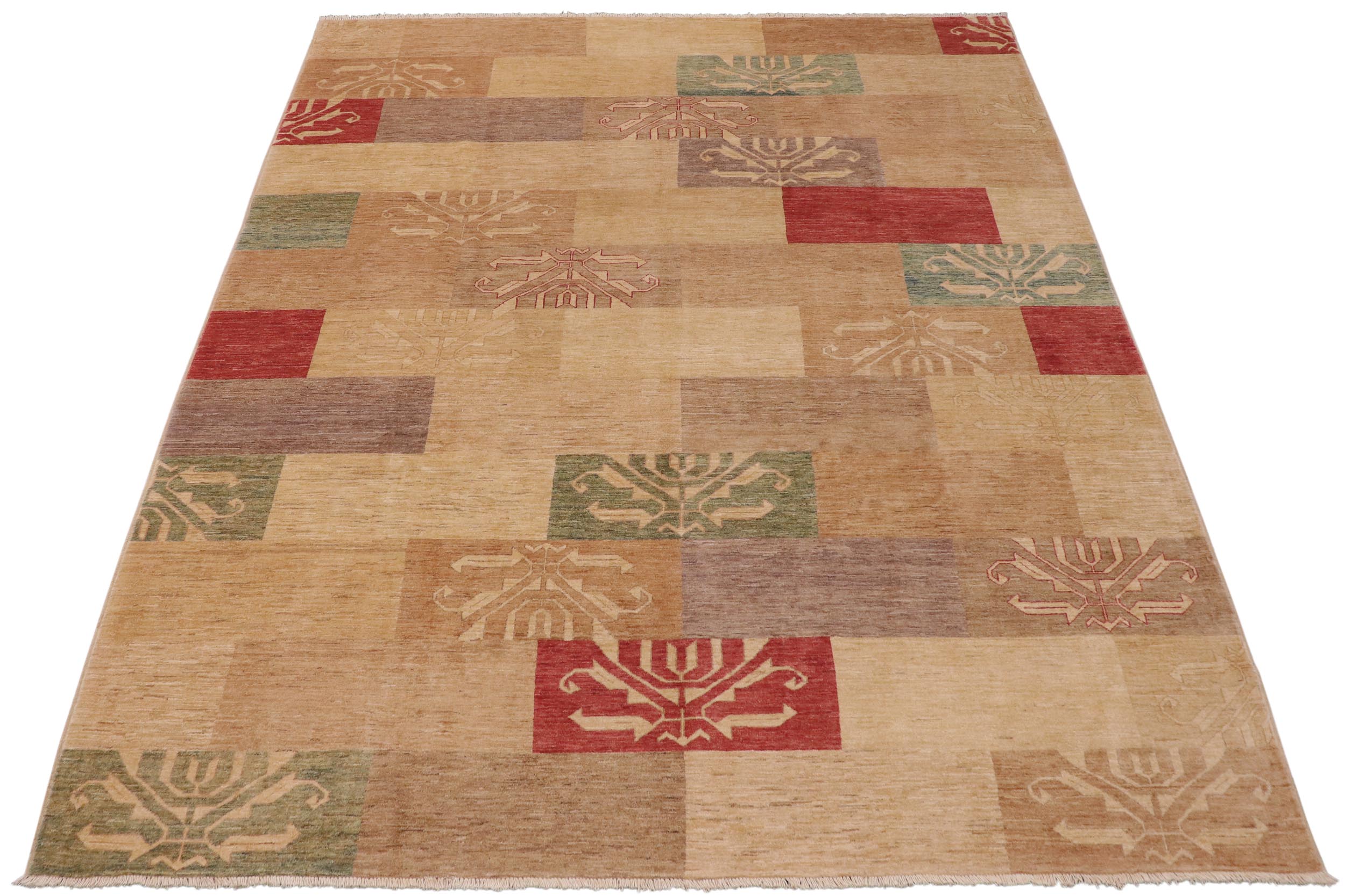 handmade Modern Gabbeh Beige Tan Hand Knotted RECTANGLE 100% WOOL area rug 9' x 12'
