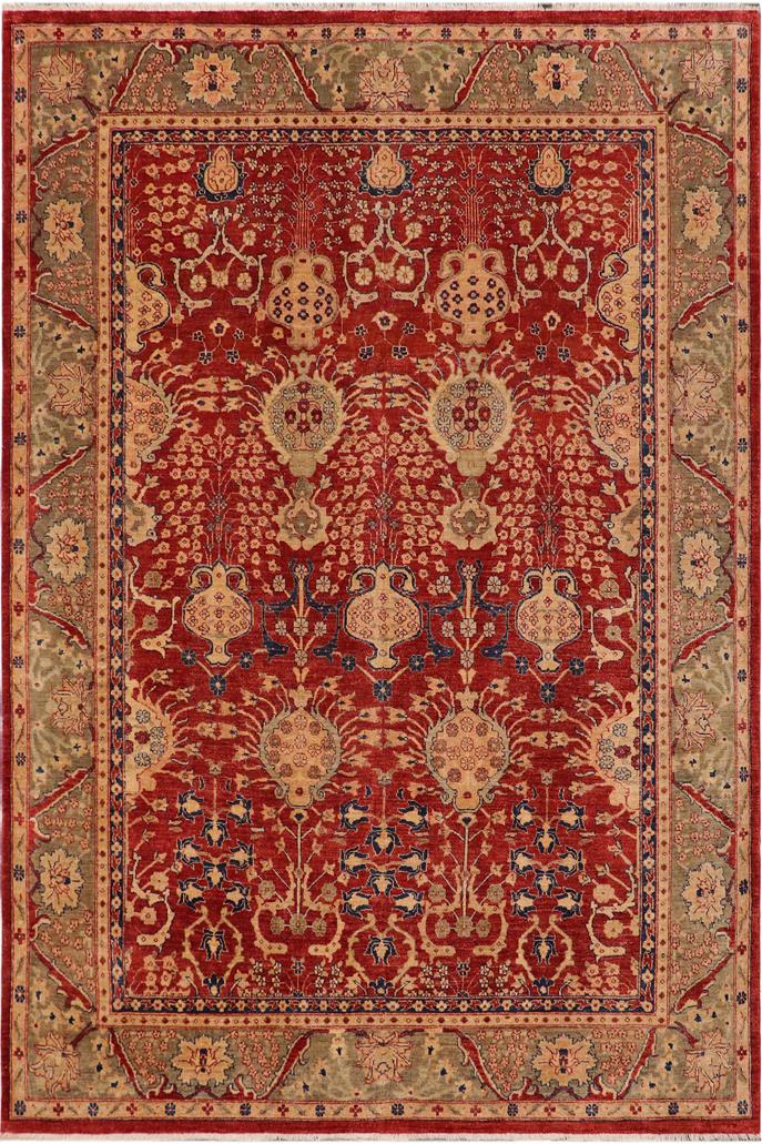 handmade Traditional Kafkaz Red Olive Green Hand Knotted RECTANGLE 100% WOOL area rug 9 x 11