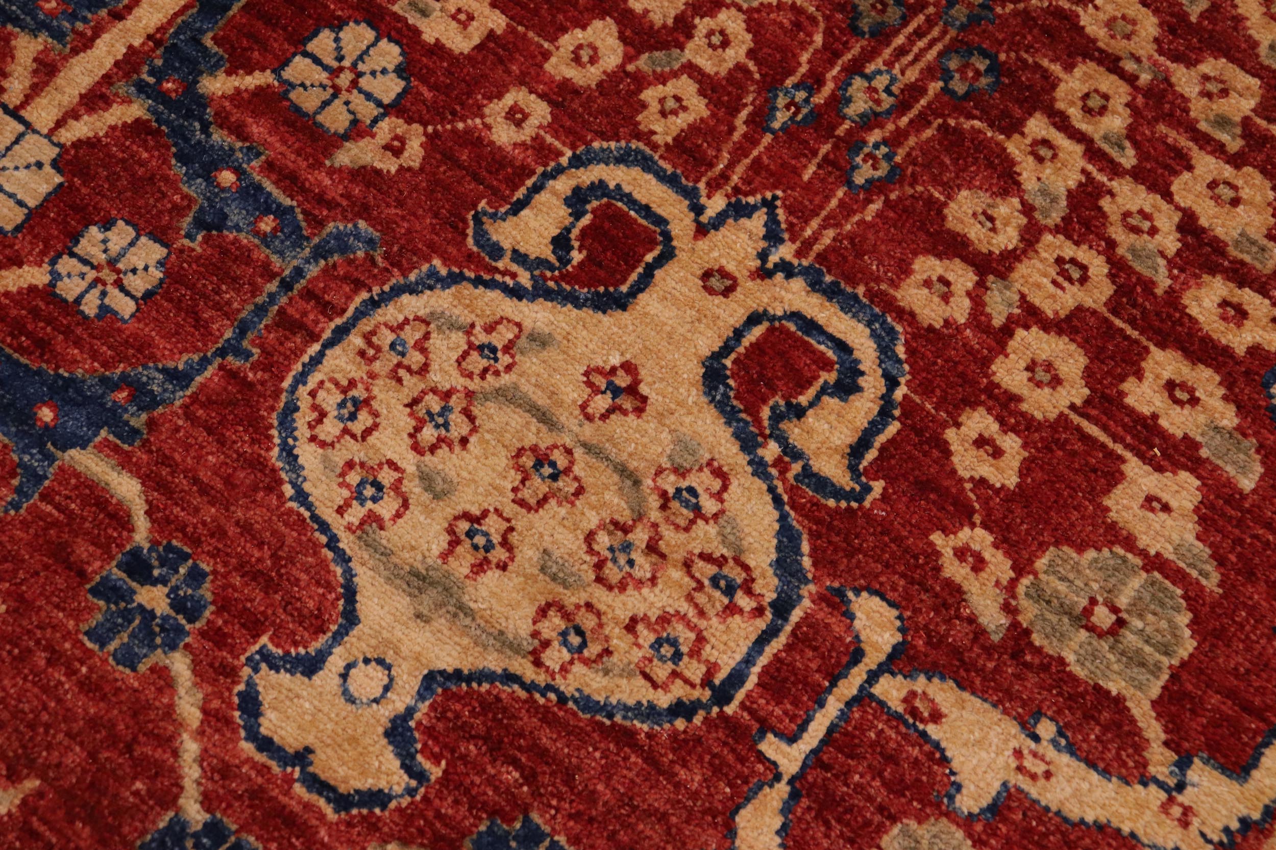 handmade Transitional Kafkaz Red Olive Green Hand Knotted RECTANGLE 100% WOOL area rug 9' x 11'