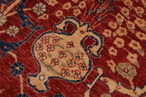 handmade Transitional Kafkaz Red Olive Green Hand Knotted RECTANGLE 100% WOOL area rug 9' x 11'