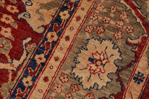 handmade Transitional Kafkaz Red Olive Green Hand Knotted RECTANGLE 100% WOOL area rug 9' x 11'