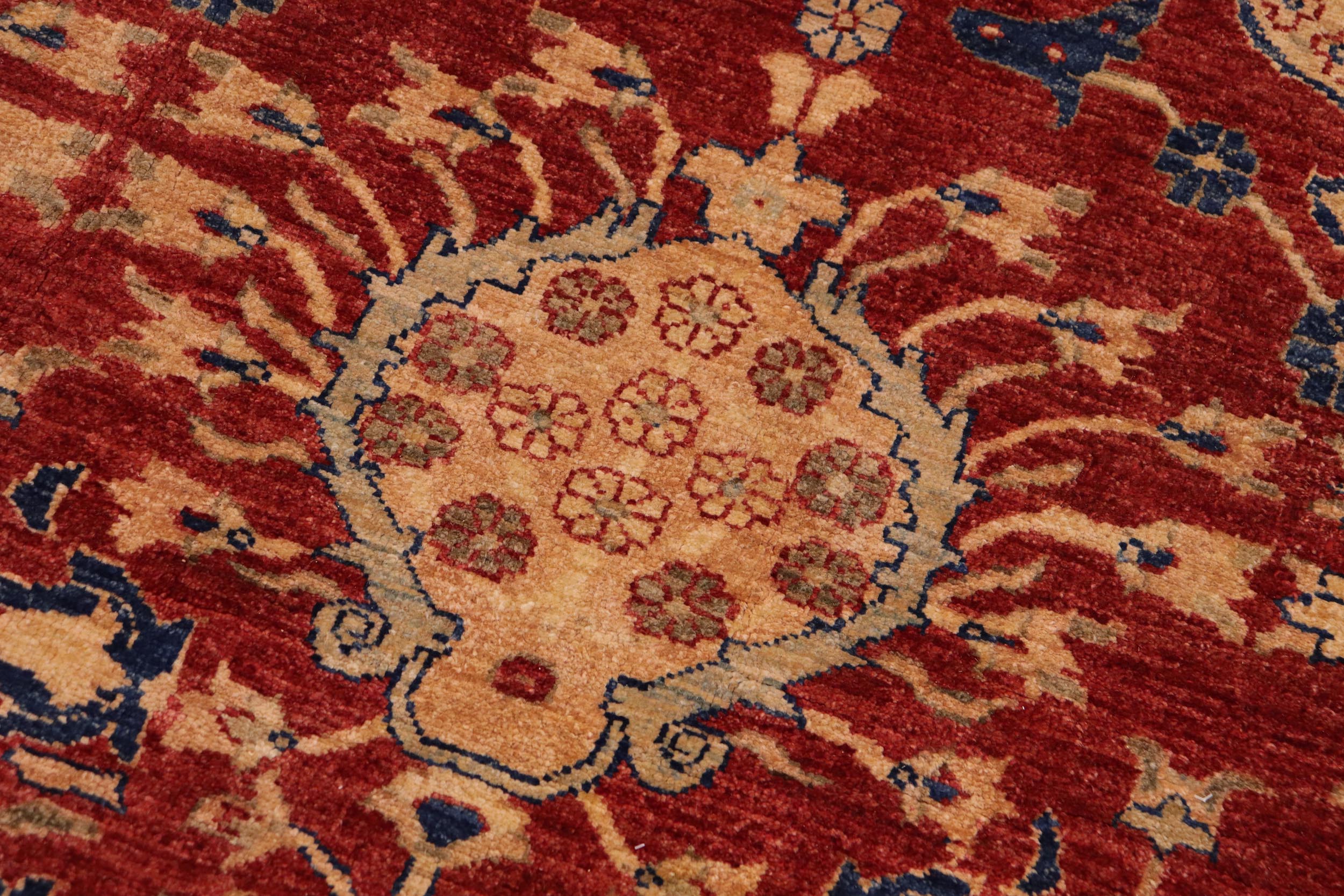 handmade Transitional Kafkaz Red Olive Green Hand Knotted RECTANGLE 100% WOOL area rug 9' x 11'