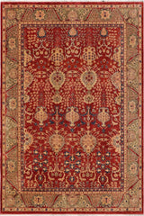 handmade Traditional Kafkaz Red Olive Green Hand Knotted RECTANGLE 100% WOOL area rug 9 x 11