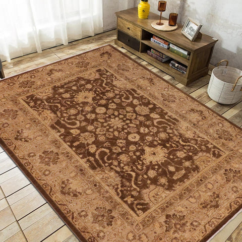 handmade Traditional Kafkaz Brown Tan Hand Knotted RECTANGLE 100% WOOL area rug 9x12