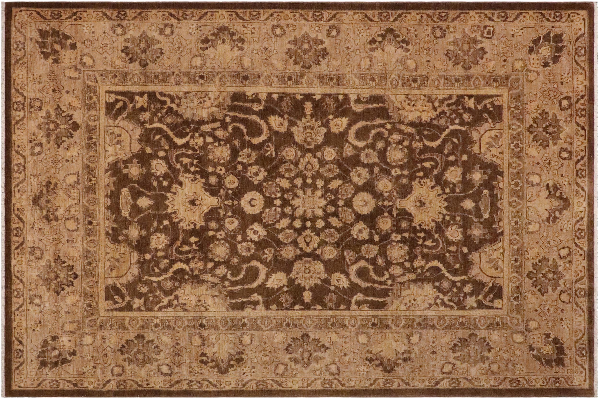handmade Traditional Kafkaz Brown Tan Hand Knotted RECTANGLE 100% WOOL area rug 9x12