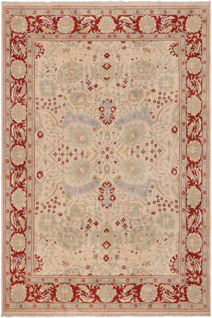 handmade Traditional Kafkaz Beige Rust Hand Knotted RECTANGLE 100% WOOL area rug 9 x 12