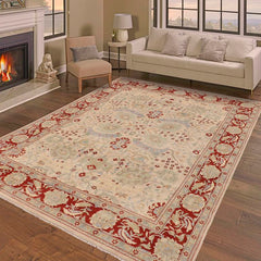 handmade Traditional Kafkaz Beige Rust Hand Knotted RECTANGLE 100% WOOL area rug 9 x 12