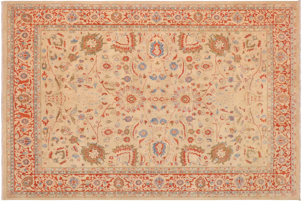 handmade Traditional Kafkaz Tan Rust Hand Knotted RECTANGLE 100% WOOL area rug 9x12