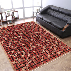 handmade Modern Kafkaz Red Tan Hand Knotted RECTANGLE 100% WOOL area rug 9' x 12'