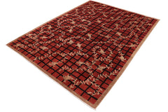 handmade Transitional Kafkaz Red Tan Hand Knotted RECTANGLE 100% WOOL area rug 9 x 12