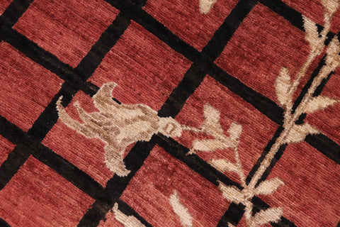 handmade Modern Kafkaz Red Tan Hand Knotted RECTANGLE 100% WOOL area rug 9' x 12'