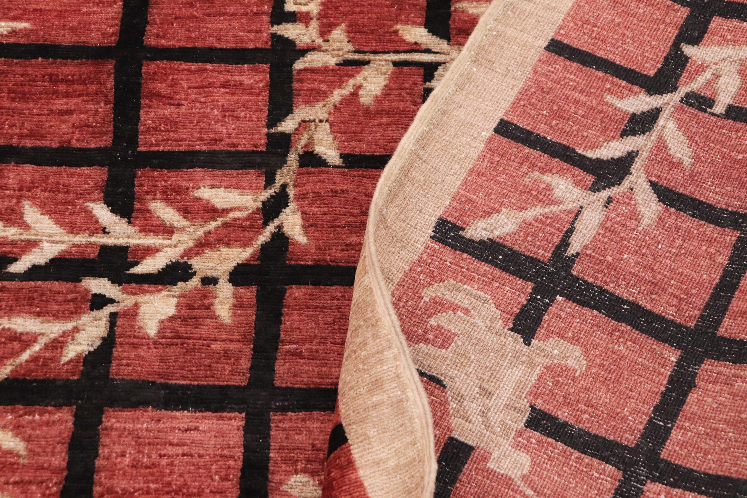 handmade Modern Kafkaz Red Tan Hand Knotted RECTANGLE 100% WOOL area rug 9' x 12'