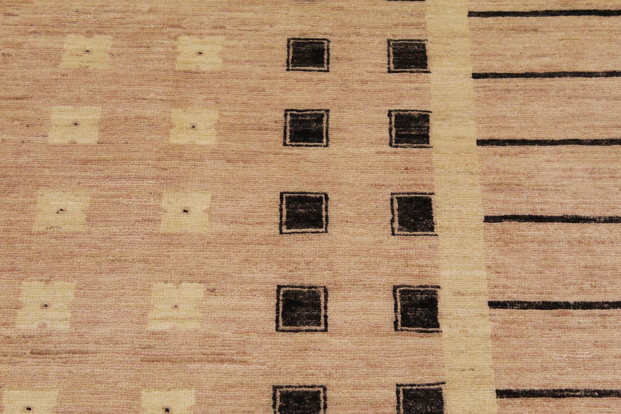 handmade Modern Kafkaz Nude Tan Hand Knotted RECTANGLE 100% WOOL area rug 9' x 12'