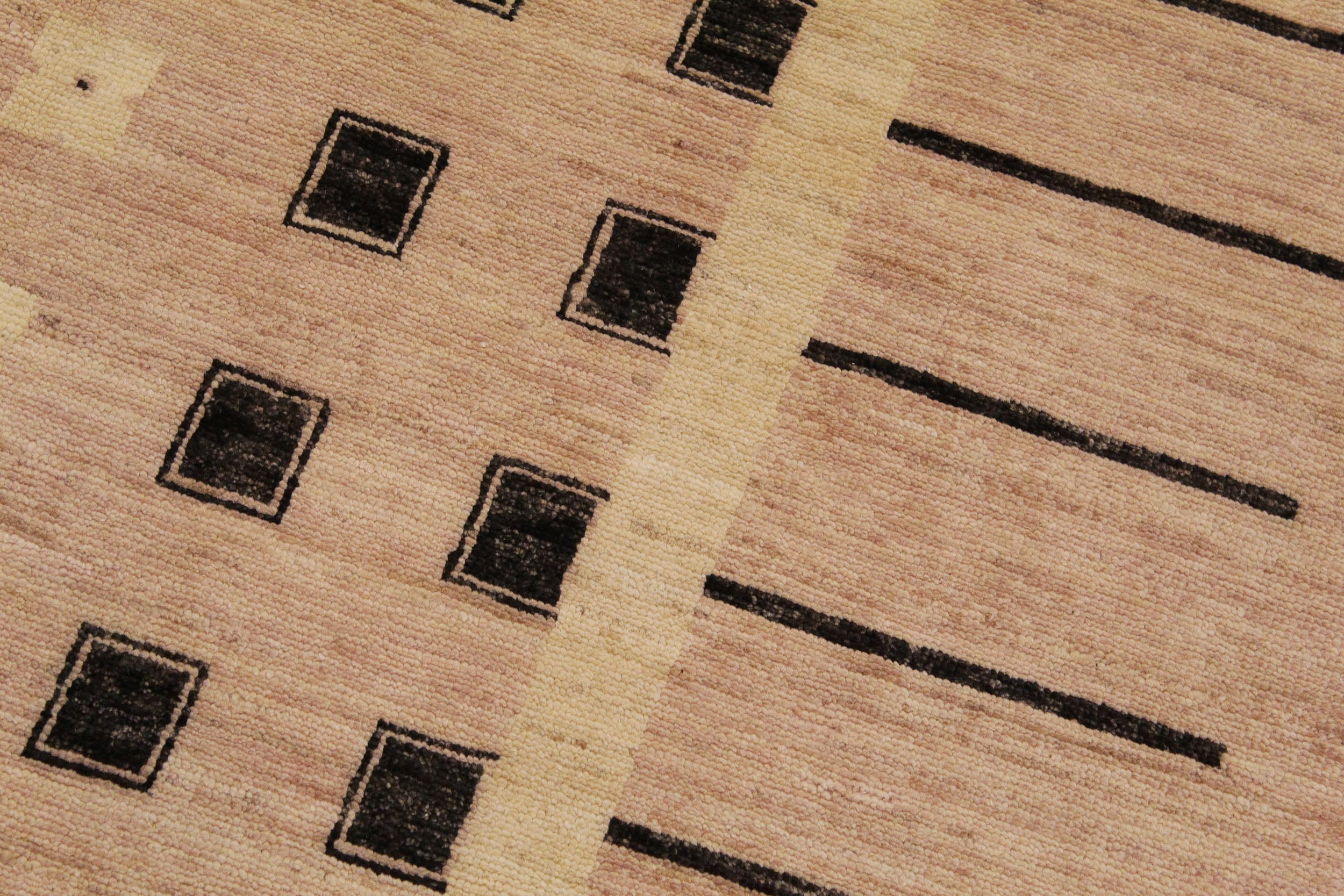 handmade Modern Kafkaz Nude Tan Hand Knotted RECTANGLE 100% WOOL area rug 9' x 12'
