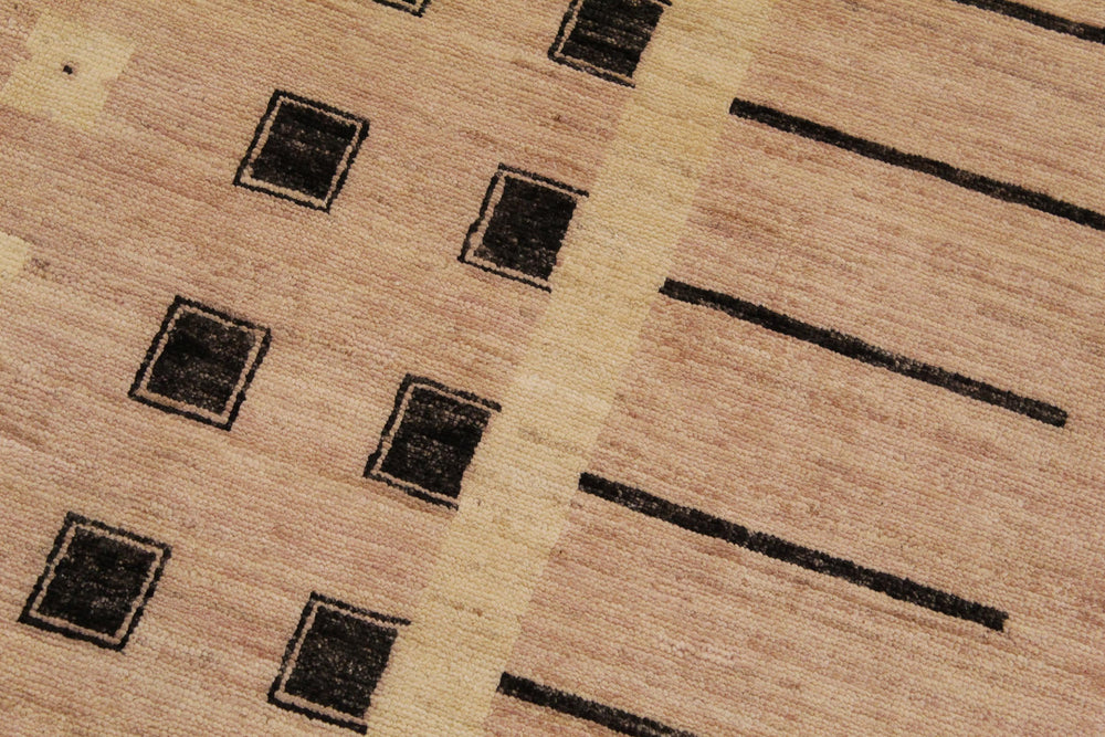 handmade Modern Kafkaz Nude Tan Hand Knotted RECTANGLE 100% WOOL area rug 9' x 12'