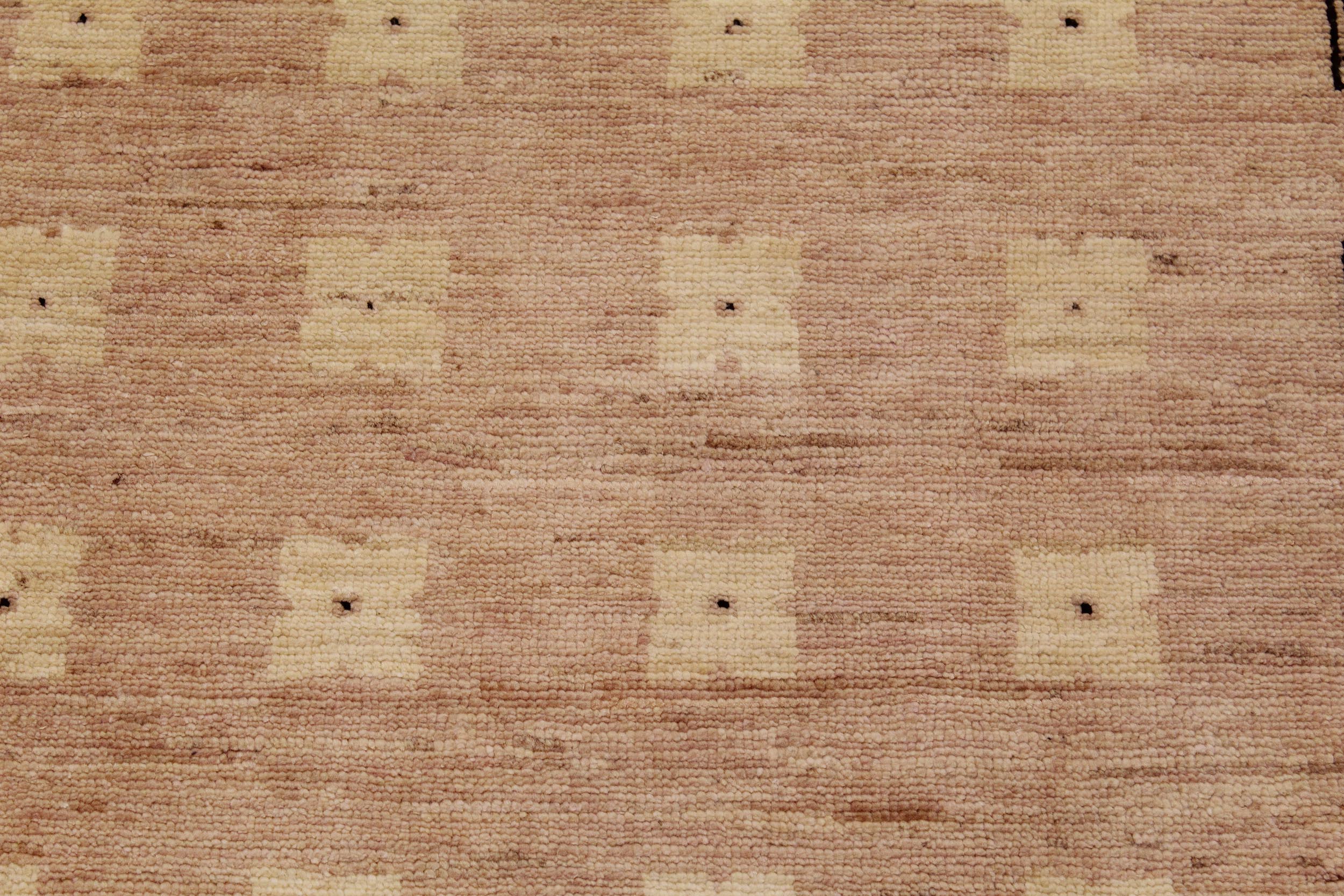 handmade Modern Kafkaz Nude Tan Hand Knotted RECTANGLE 100% WOOL area rug 9' x 12'