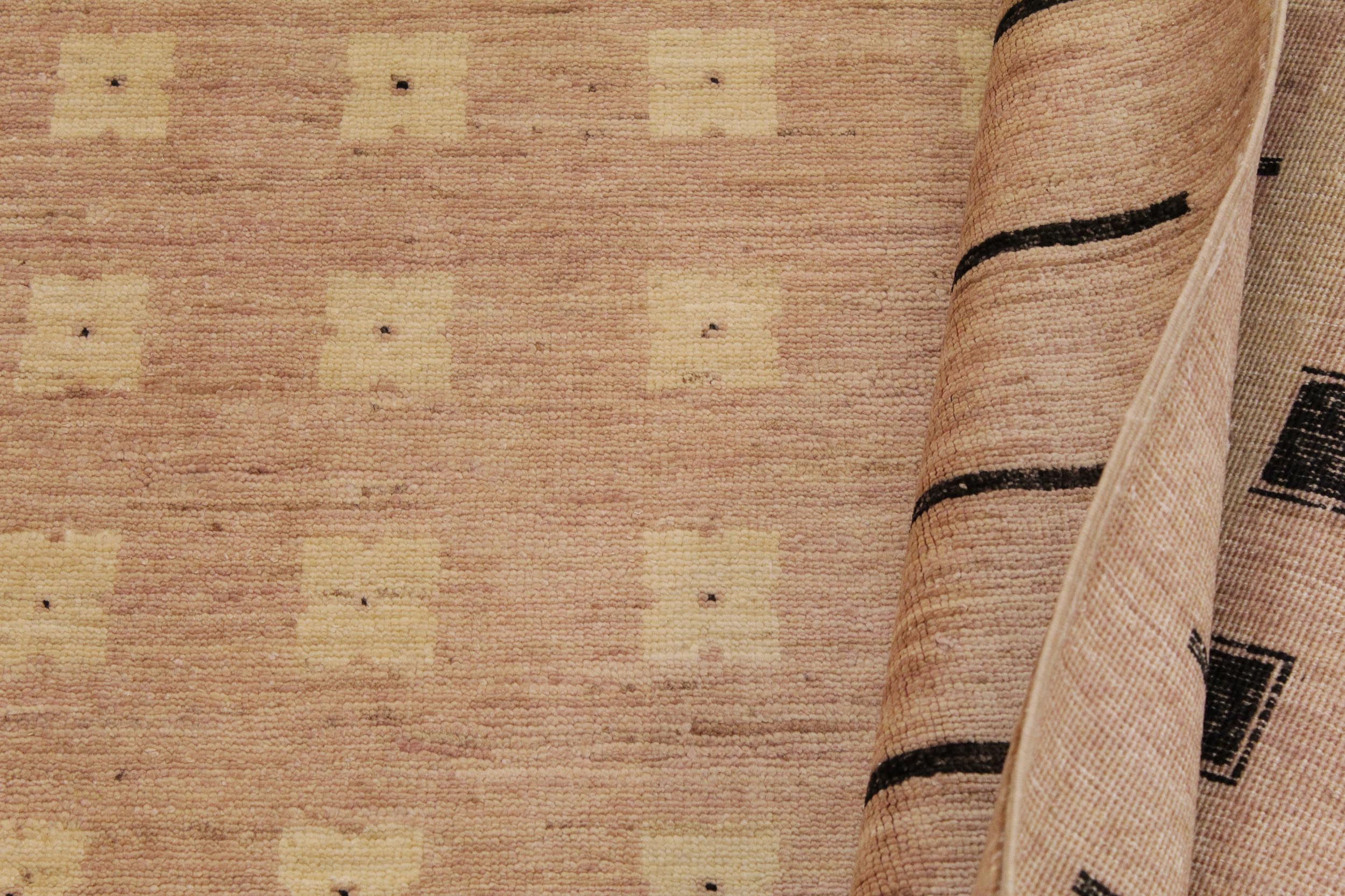 handmade Modern Kafkaz Nude Tan Hand Knotted RECTANGLE 100% WOOL area rug 9' x 12'