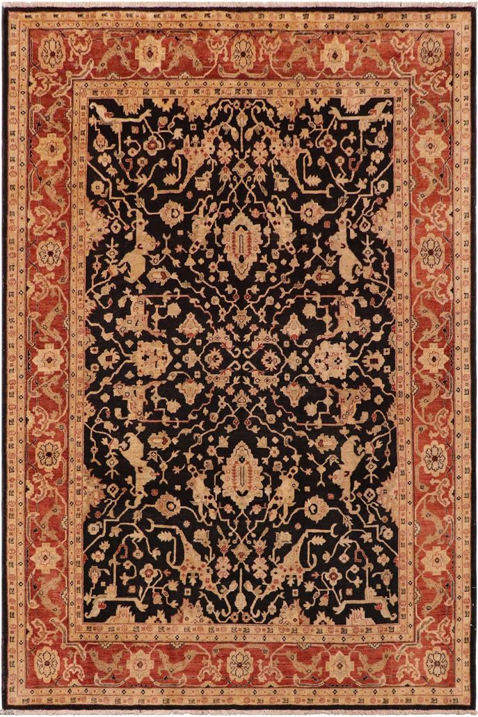 handmade Traditional Kafkaz Black Rust Hand Knotted RECTANGLE 100% WOOL area rug 9 x 12