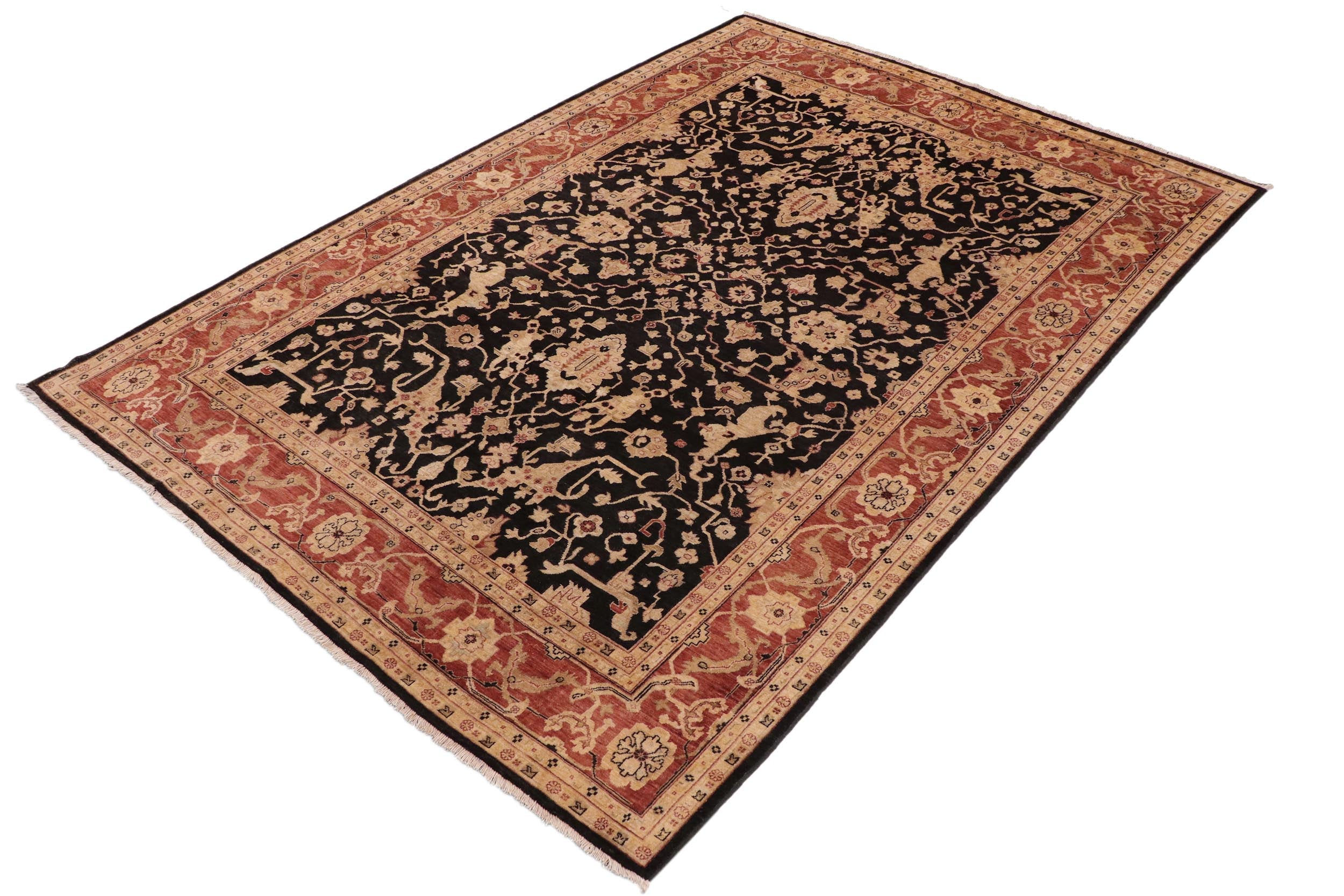 handmade Transitional Kafkaz Black Rust Hand Knotted RECTANGLE 100% WOOL area rug 9' x 12'