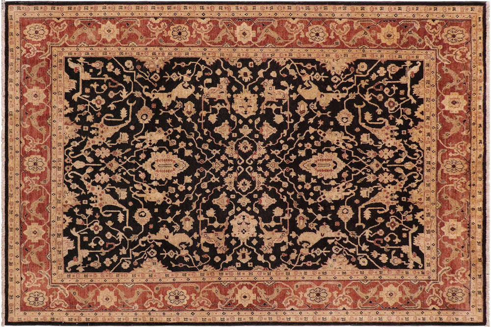 handmade Transitional Kafkaz Black Rust Hand Knotted RECTANGLE 100% WOOL area rug 9' x 12'