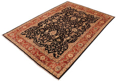 handmade Traditional Kafkaz Black Rust Hand Knotted RECTANGLE 100% WOOL area rug 9 x 12