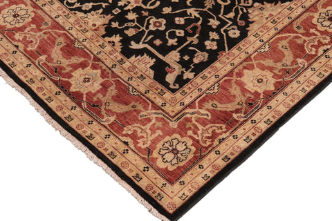 handmade Transitional Kafkaz Black Rust Hand Knotted RECTANGLE 100% WOOL area rug 9' x 12'