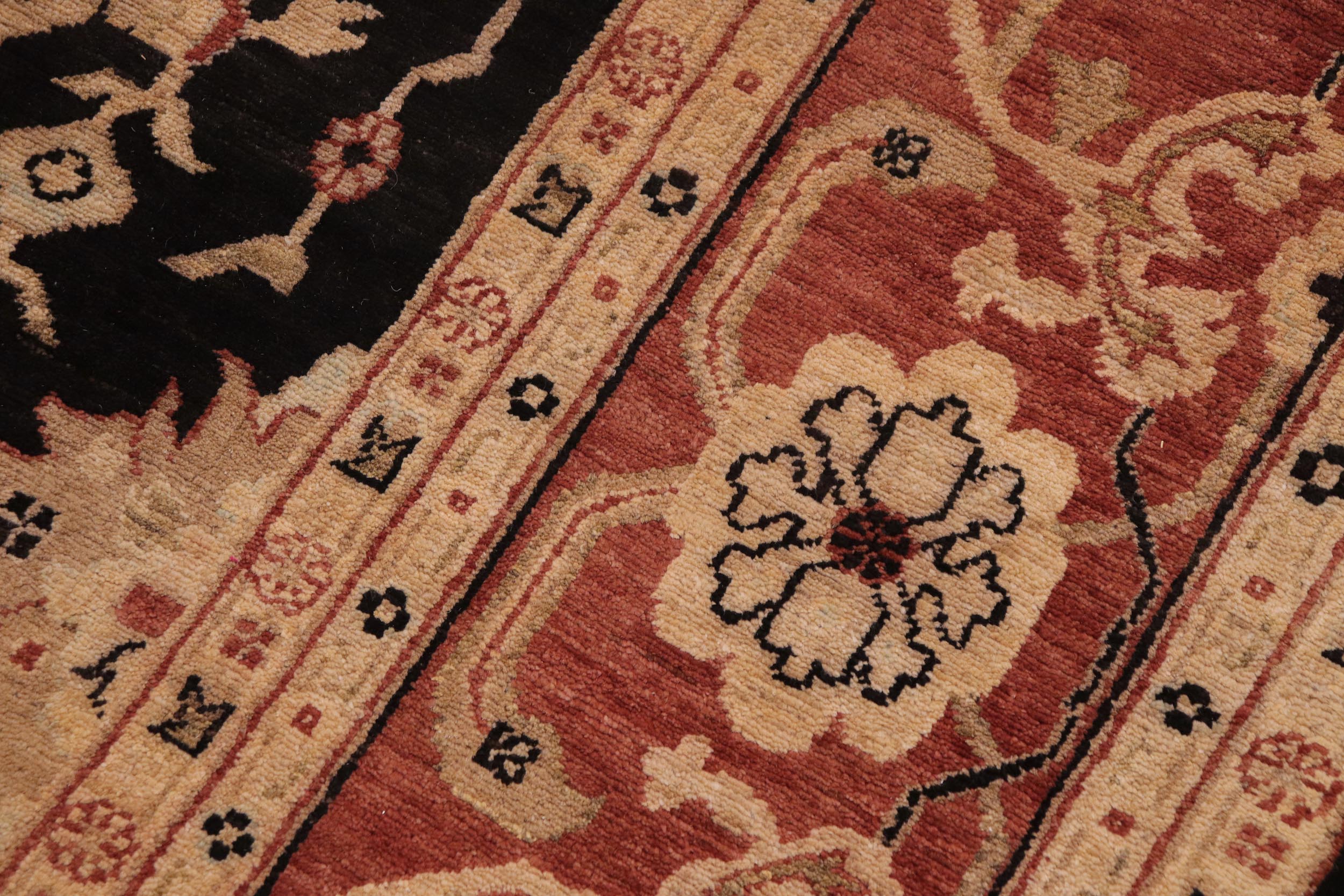 handmade Transitional Kafkaz Black Rust Hand Knotted RECTANGLE 100% WOOL area rug 9' x 12'