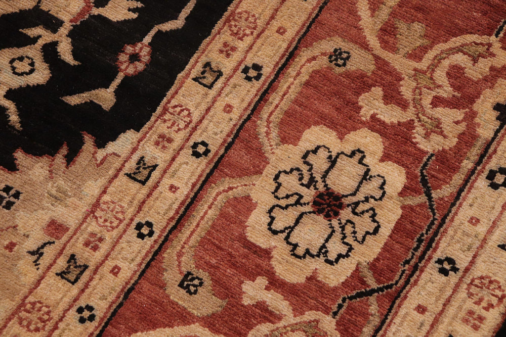 handmade Transitional Kafkaz Black Rust Hand Knotted RECTANGLE 100% WOOL area rug 9' x 12'