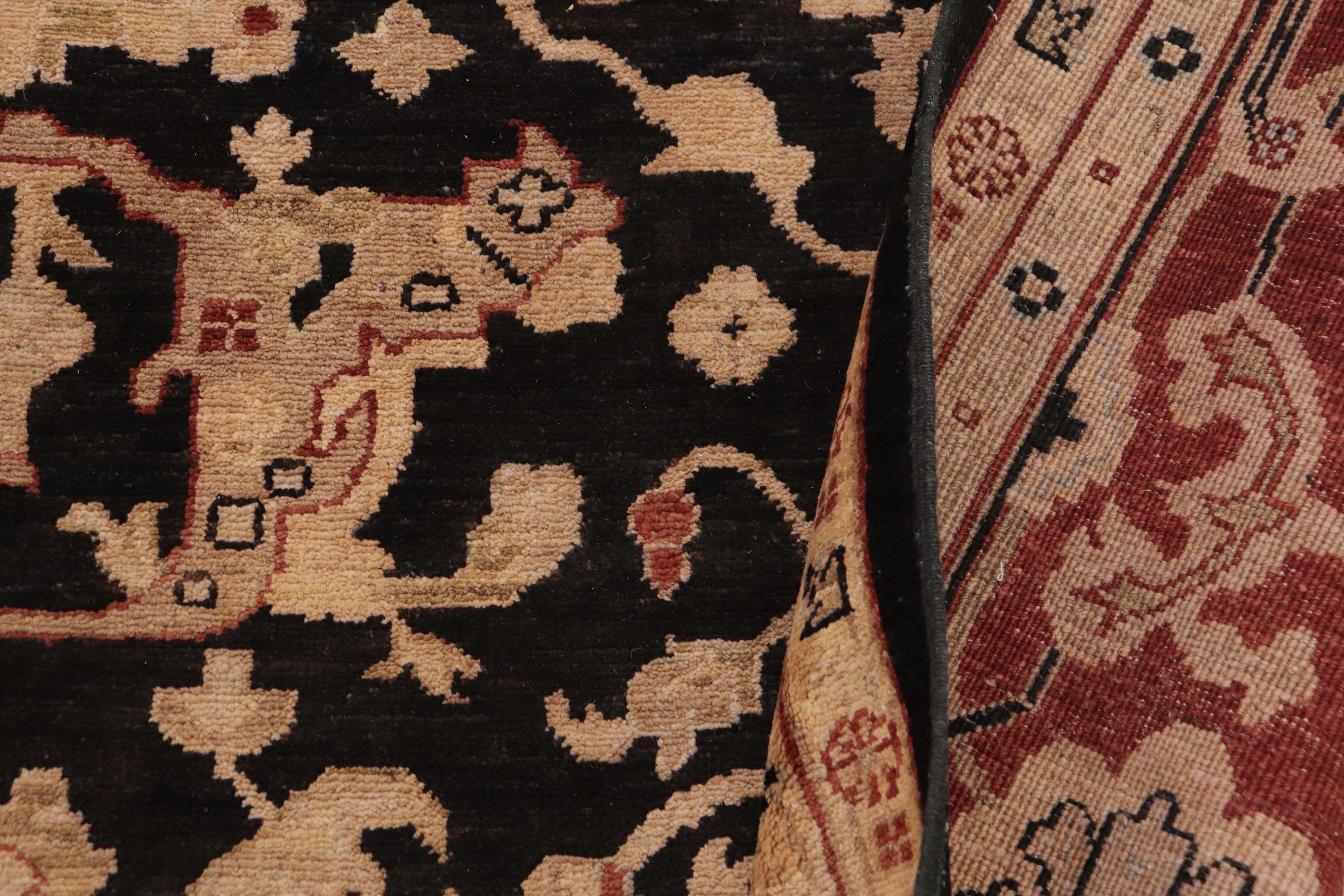 handmade Transitional Kafkaz Black Rust Hand Knotted RECTANGLE 100% WOOL area rug 9' x 12'