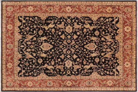 handmade Transitional Kafkaz Black Rust Hand Knotted RECTANGLE 100% WOOL area rug 9' x 12'