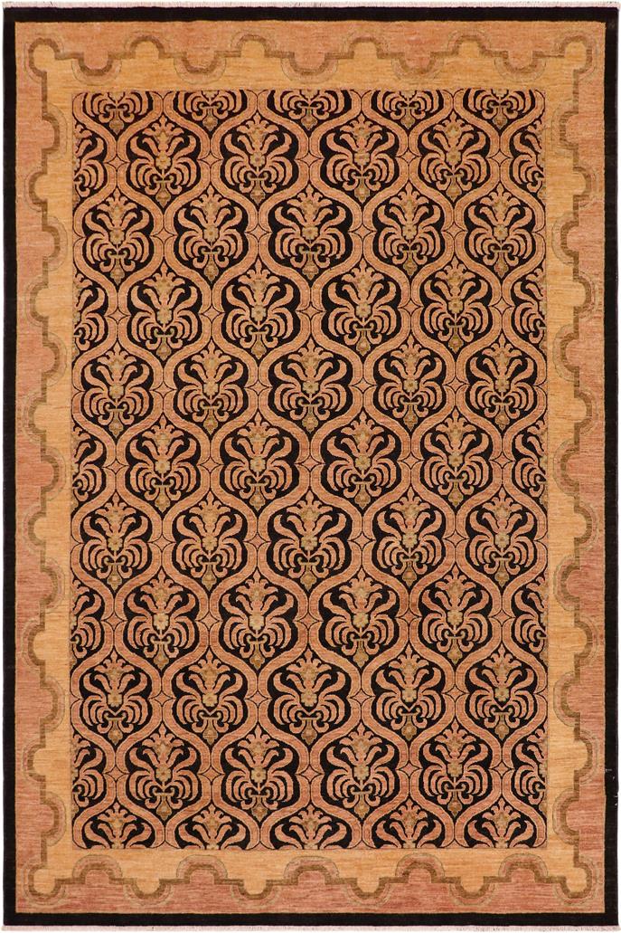 handmade Transitional Kafkaz Brown Tan Hand Knotted RECTANGLE 100% WOOL area rug 9 x 12
