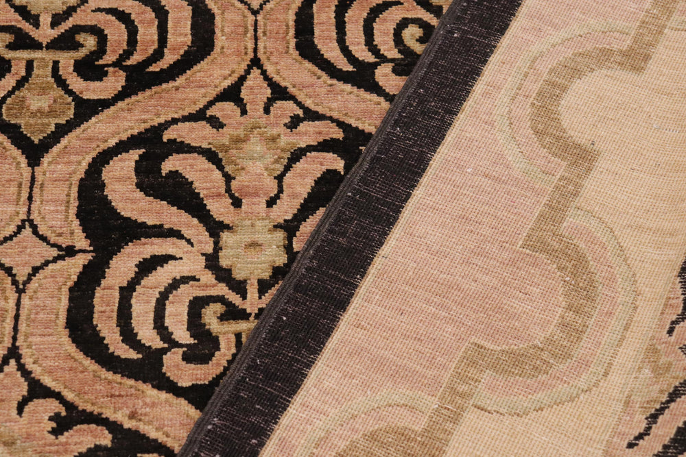 handmade Transitional Kafkaz Brown Tan Hand Knotted RECTANGLE 100% WOOL area rug 9' x 12'