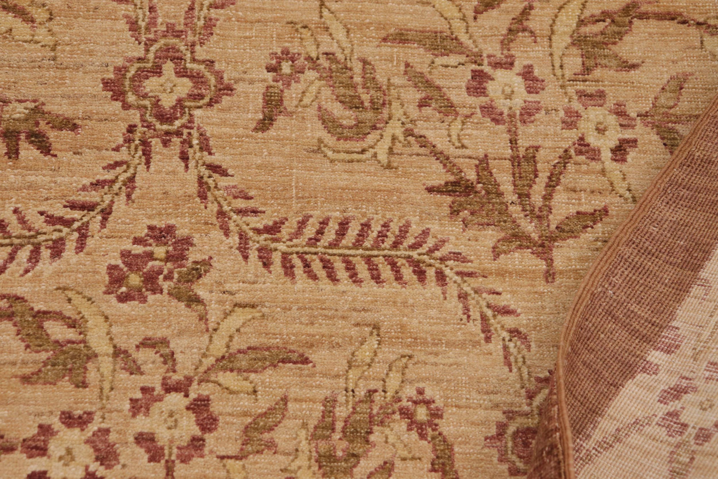 handmade Transitional Kafkaz Tan Brown Hand Knotted RECTANGLE 100% WOOL area rug 9' x 12'
