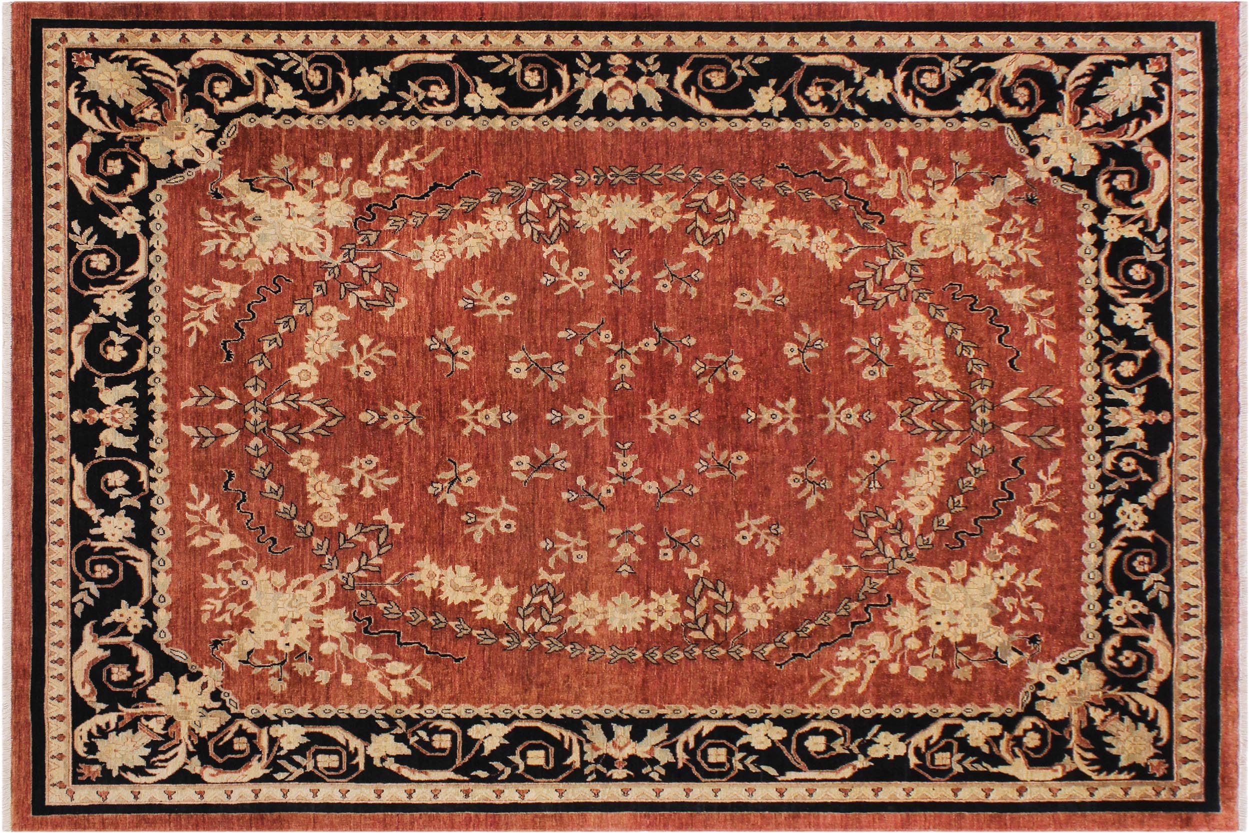 handmade Traditional Kafkaz Rust Black Hand Knotted RECTANGLE 100% WOOL area rug 9x12