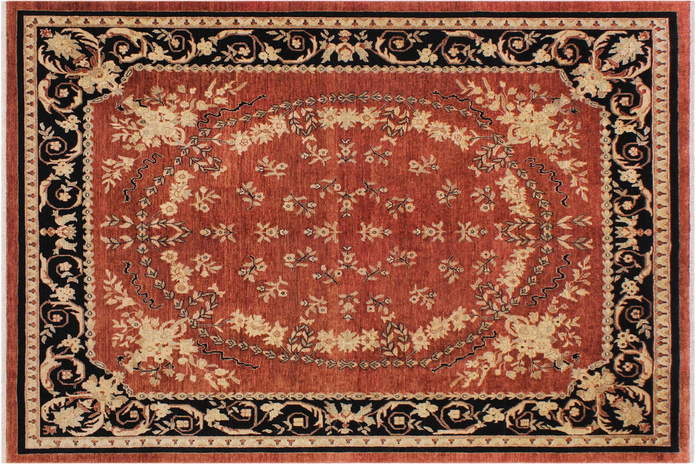 handmade Traditional Kafkaz Rust Black Hand Knotted RECTANGLE 100% WOOL area rug 9x12