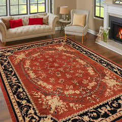 handmade Traditional Kafkaz Rust Black Hand Knotted RECTANGLE 100% WOOL area rug 9 x 12