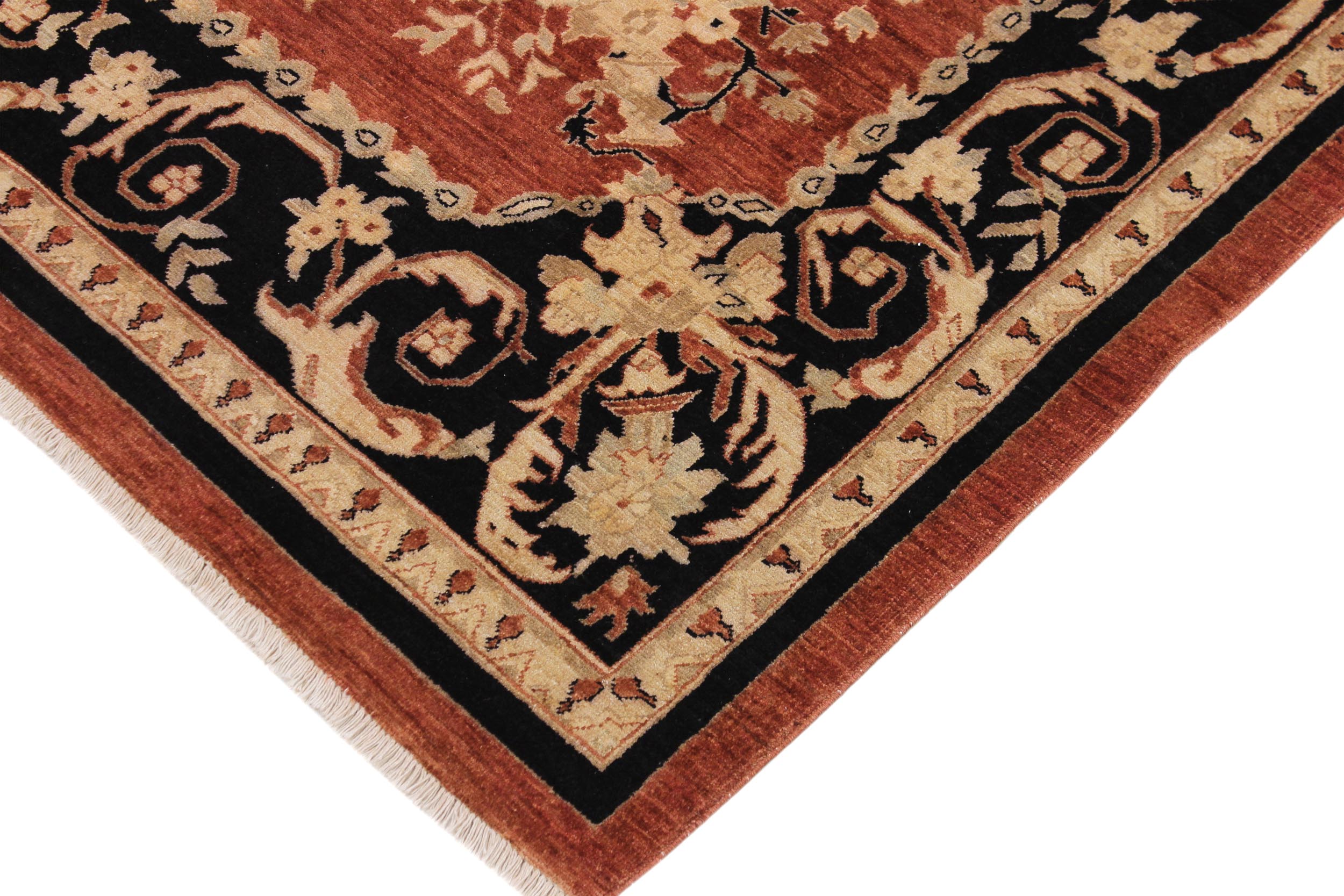 handmade Traditional Kafkaz Rust Black Hand Knotted RECTANGLE 100% WOOL area rug 9x12