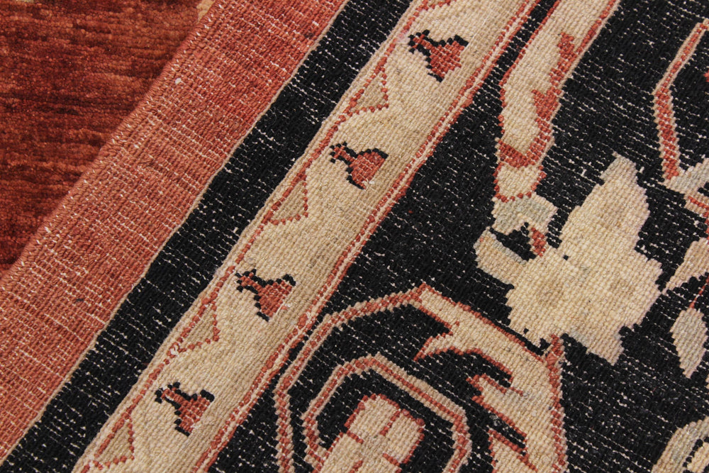 handmade Traditional Kafkaz Rust Black Hand Knotted RECTANGLE 100% WOOL area rug 9x12