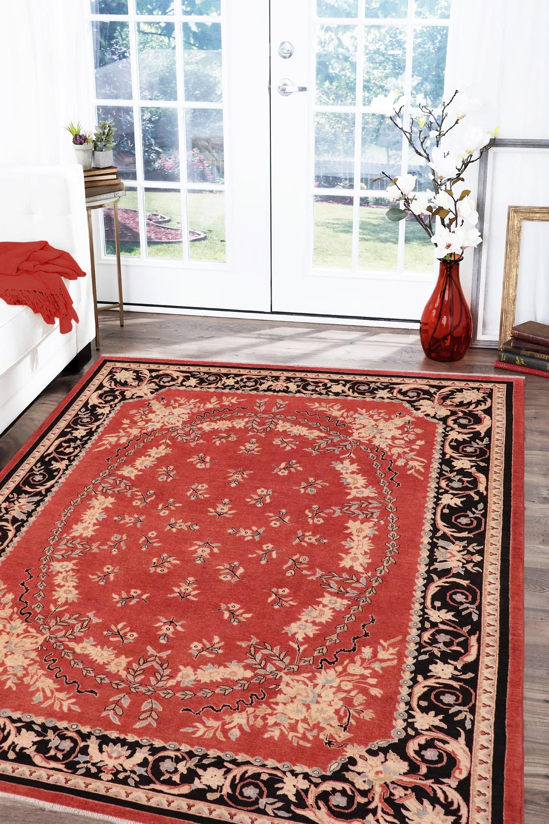 handmade Transitional Kafkaz Rust Black Hand Knotted RECTANGLE 100% WOOL area rug 9' x 12'