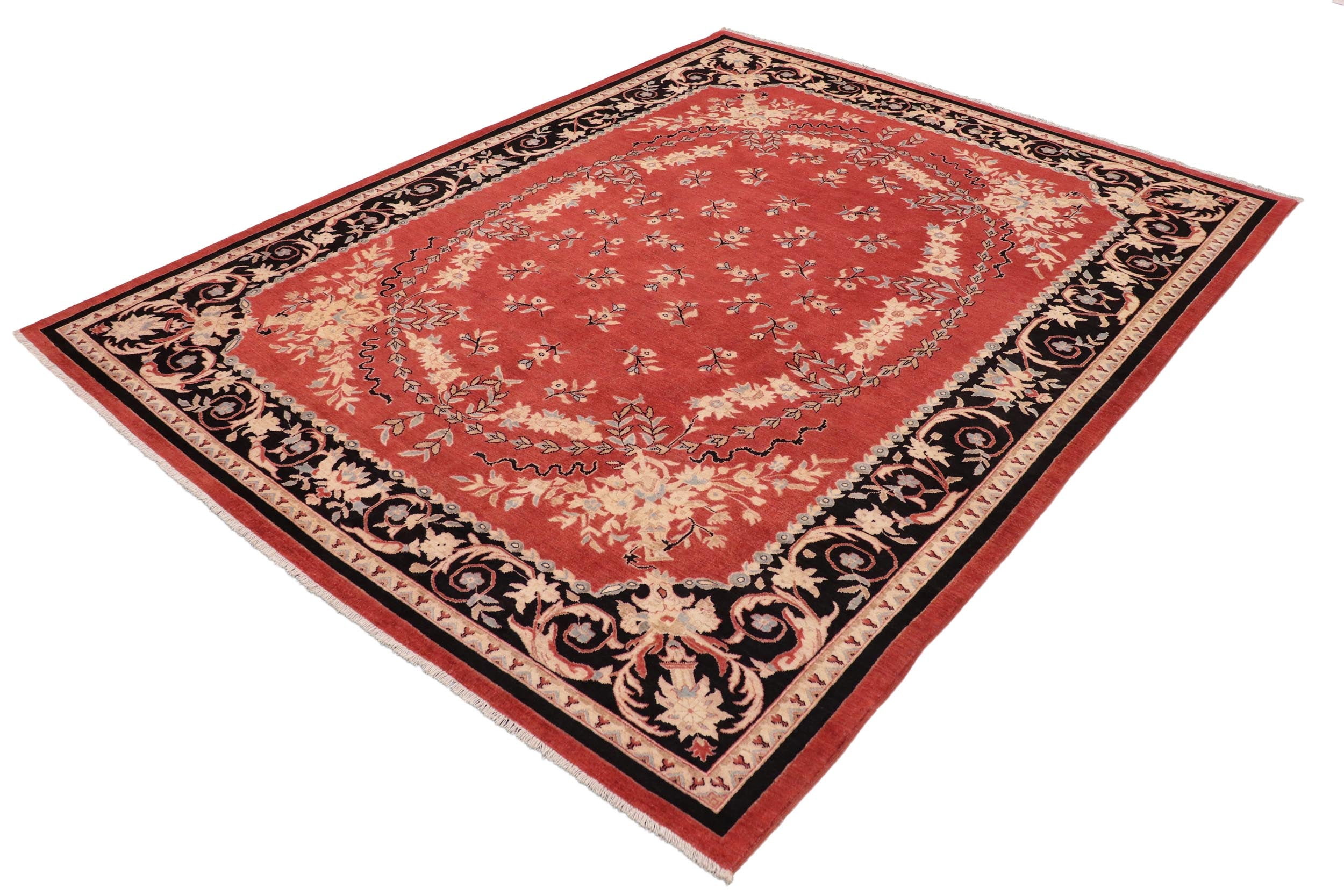 handmade Transitional Kafkaz Rust Black Hand Knotted RECTANGLE 100% WOOL area rug 9' x 12'