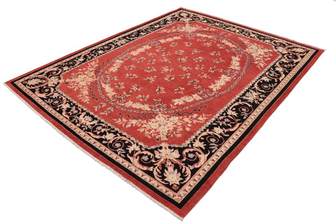handmade Transitional Kafkaz Rust Black Hand Knotted RECTANGLE 100% WOOL area rug 9' x 12'