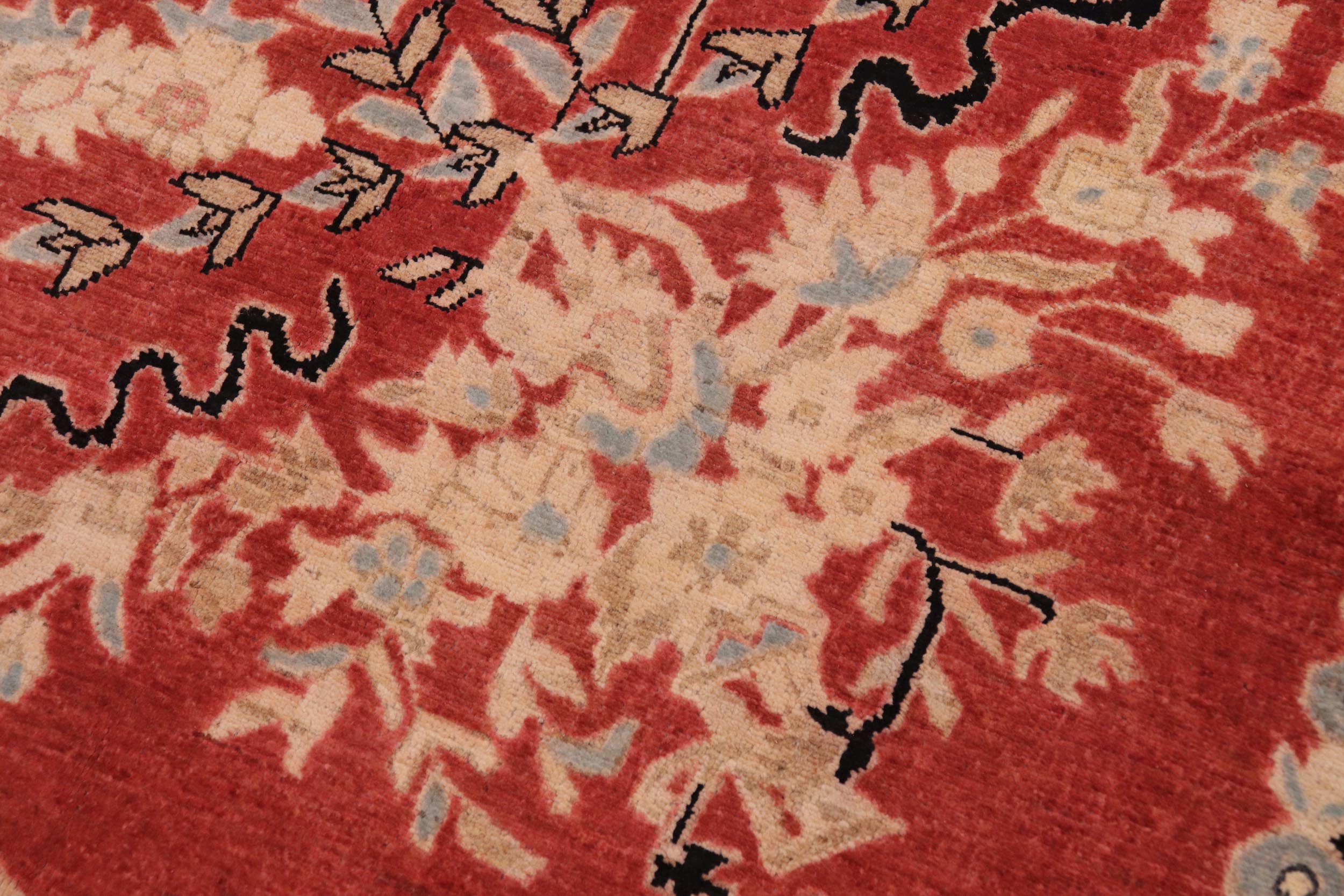 handmade Transitional Kafkaz Rust Black Hand Knotted RECTANGLE 100% WOOL area rug 9' x 12'