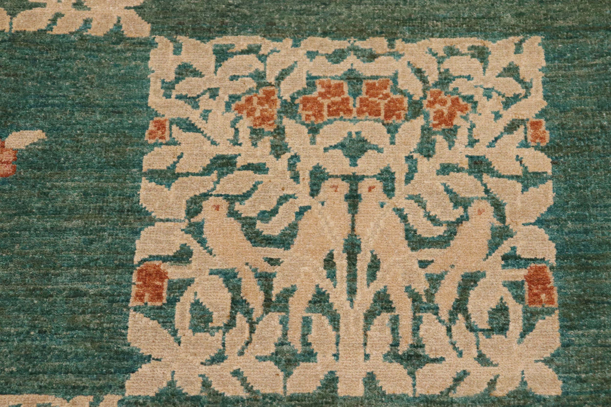 handmade Modern Kafkaz Green Lt. Tan Hand Knotted RECTANGLE 100% WOOL area rug 9' x 12'
