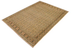 handmade Transitional Kafkaz Beige Brown Hand Knotted RECTANGLE 100% WOOL area rug 9 x 12