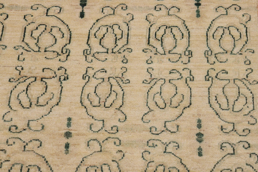 handmade Transitional Kafkaz Beige Brown Hand Knotted RECTANGLE 100% WOOL area rug 9' x 12'