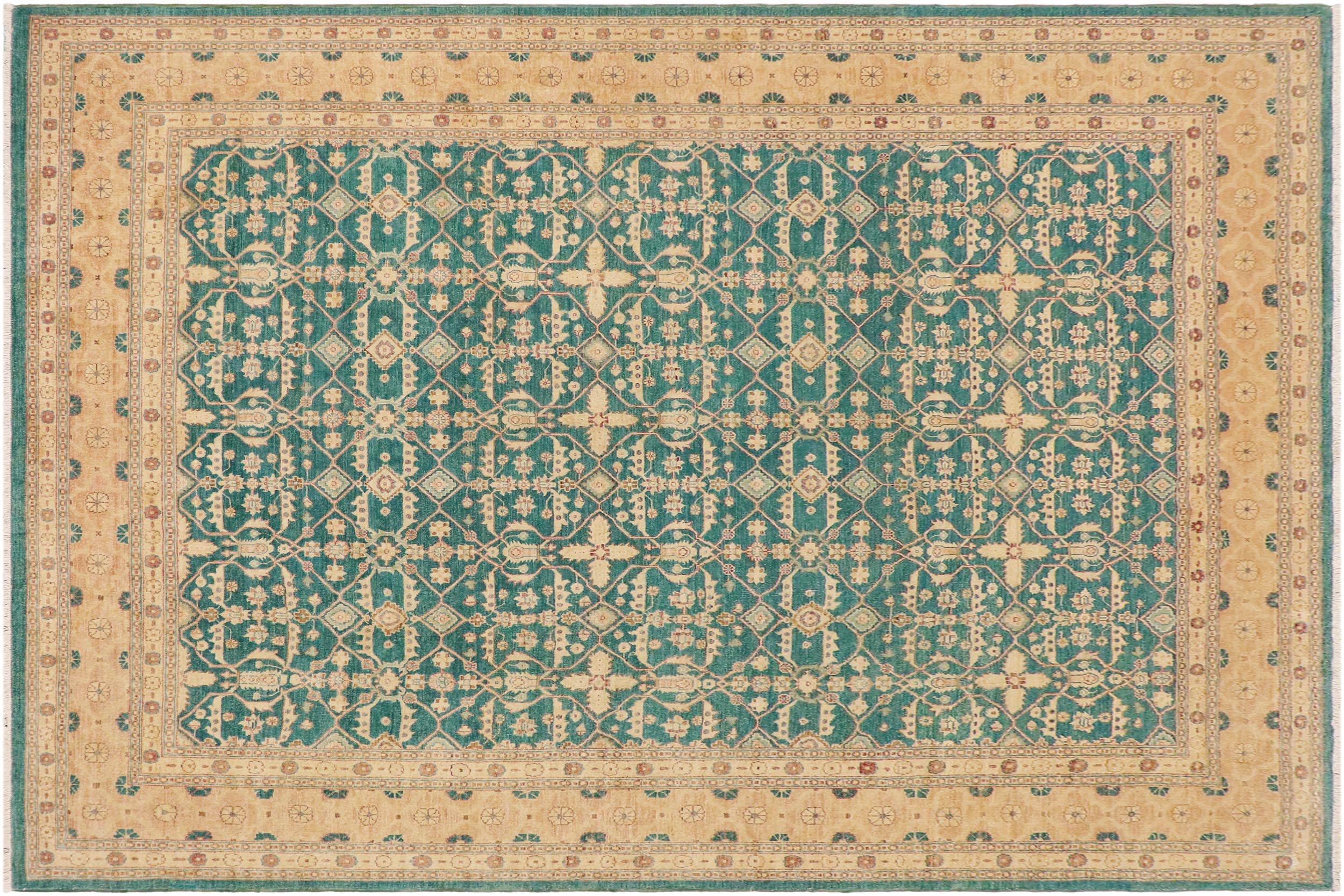 handmade Transitional Kafkaz Lt. Green Nude Hand Knotted RECTANGLE 100% WOOL area rug 9' x 12'