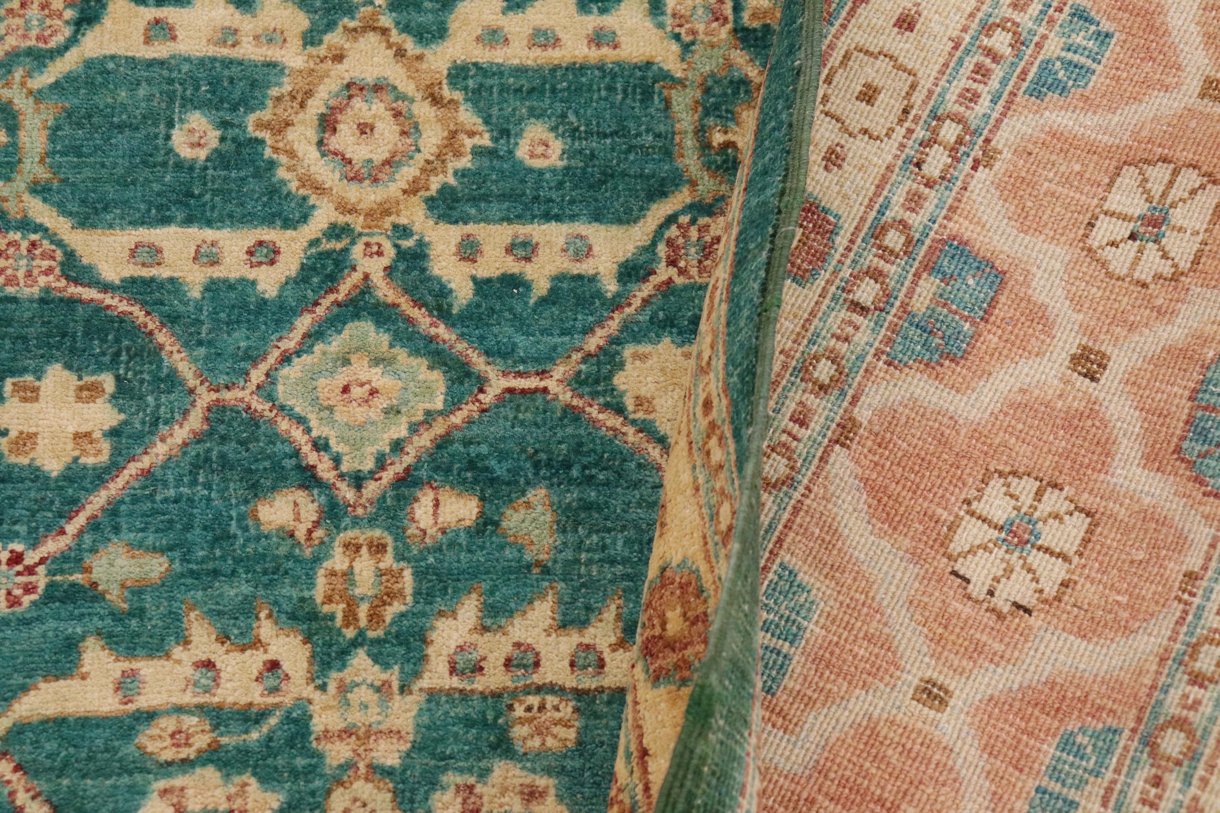 handmade Transitional Kafkaz Lt. Green Nude Hand Knotted RECTANGLE 100% WOOL area rug 9' x 12'